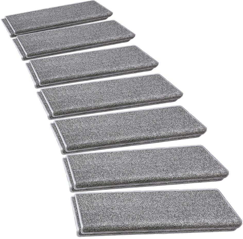 Pure Bullnose Indoor Tape Free Non-Slip Gray 9.5 in. x 30 in. x 1.2 in. Polypropylene Carpet Stair Tread Cover (Set of 14)