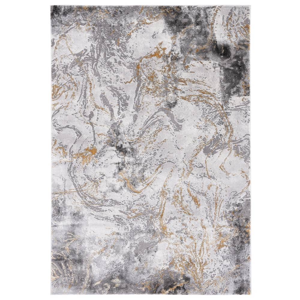 SAFAVIEH Craft Gray/Yellow 4 ft. x 6 ft. Abstract Marble Area Rug