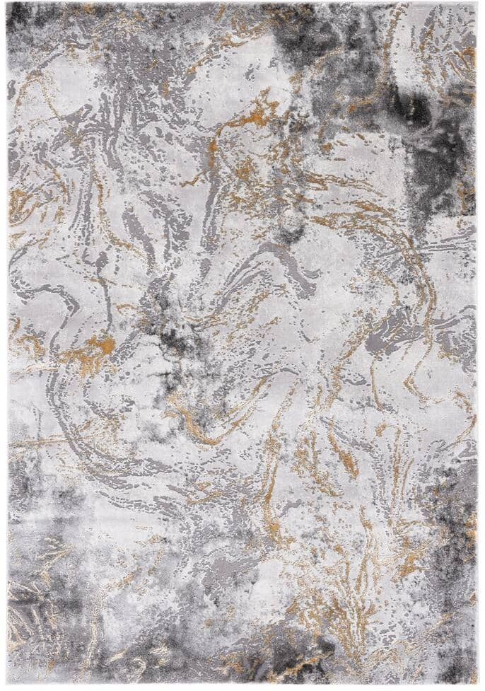 SAFAVIEH Craft Gray/Yellow 9 ft. x 12 ft. Abstract Marble Area Rug