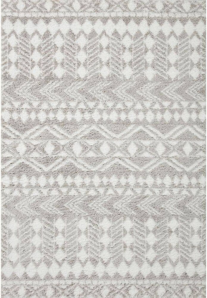 LOLOI II Bliss Micro Shag Ash Grey/White 9 ft. 3 in. x 13 ft. Modern Area Rug