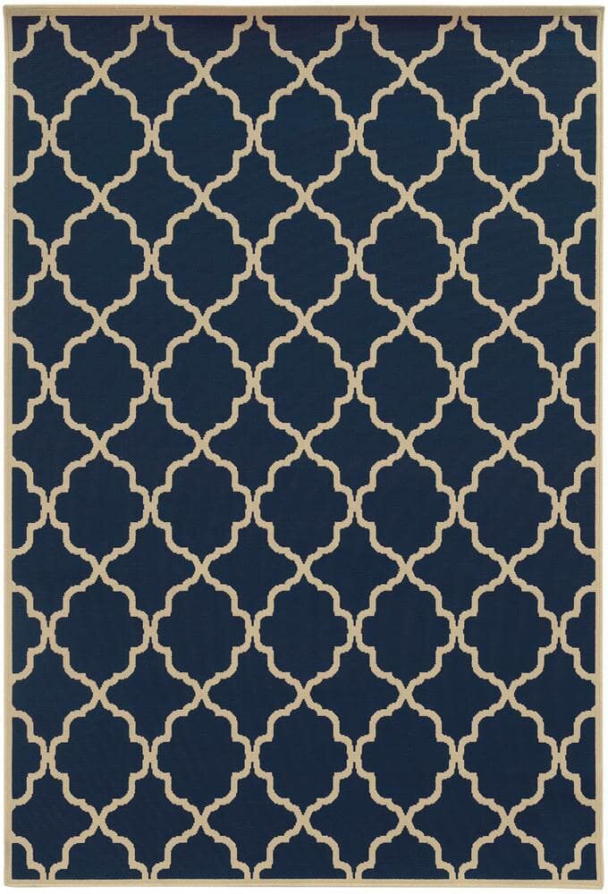 Home Decorators Collection Newport Navy 2 ft. x 4 ft. Indoor/Outdoor Patio Area Rug