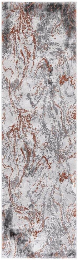 SAFAVIEH Craft Gray/Red 2 ft. x 8 ft. Abstract Marble Runner Rug