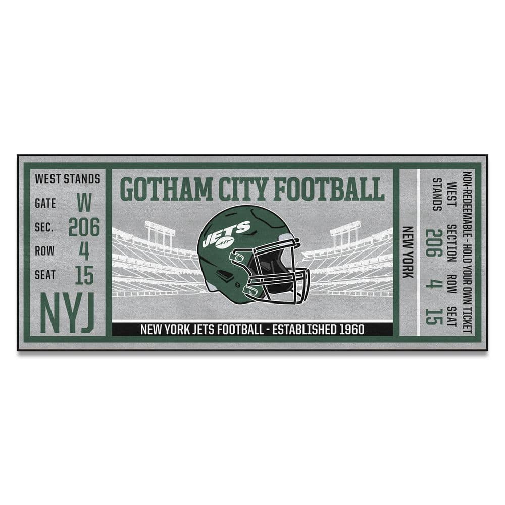 FANMATS NFL - New York Jets 30 in. x 72 in. Indoor Ticket Runner Rug