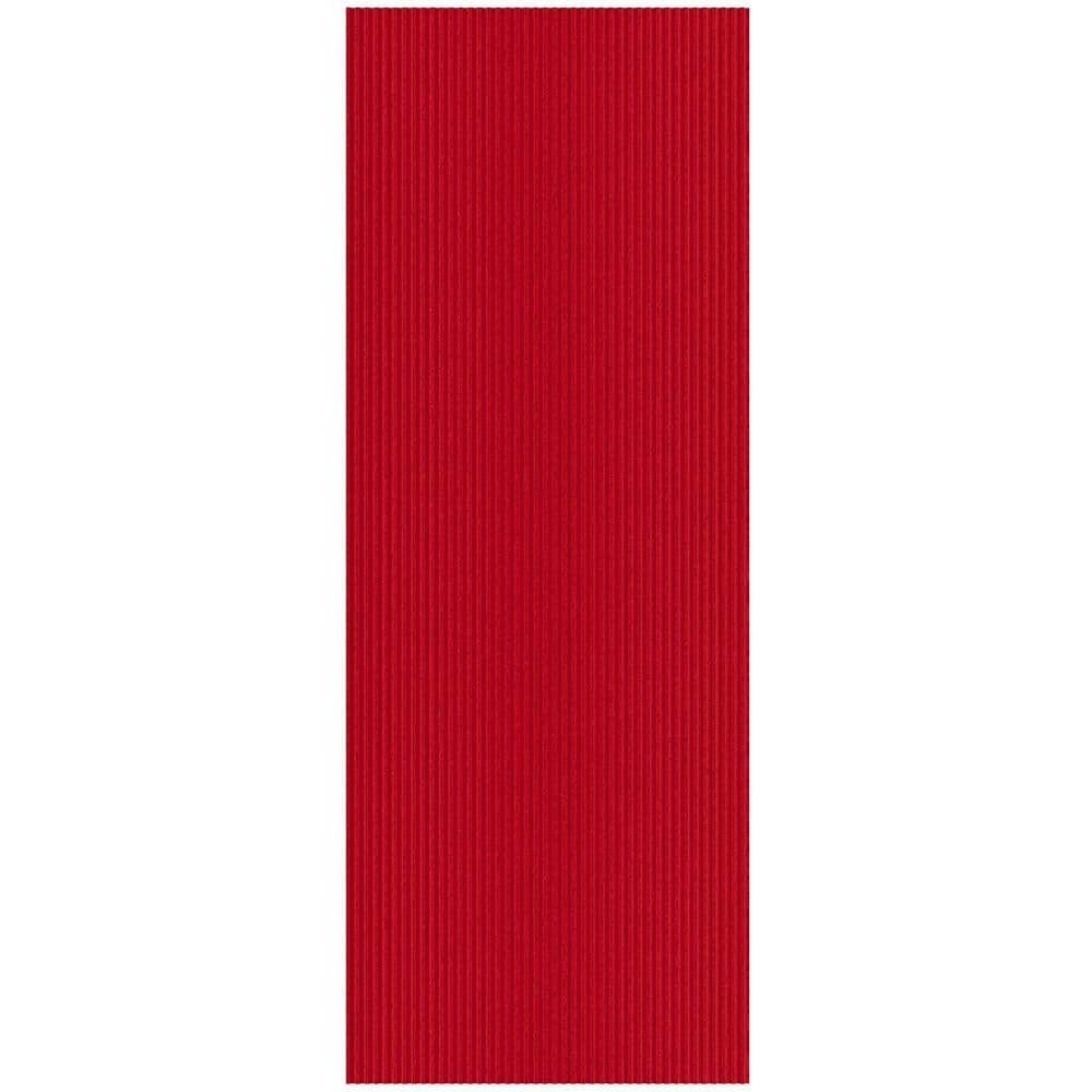 Ottomanson Lifesaver Non-Slip Rubberback Indoor/Outdoor Runner Rug 2 ft. 7 in. x 26 ft. Red Polyester Garage Flooring