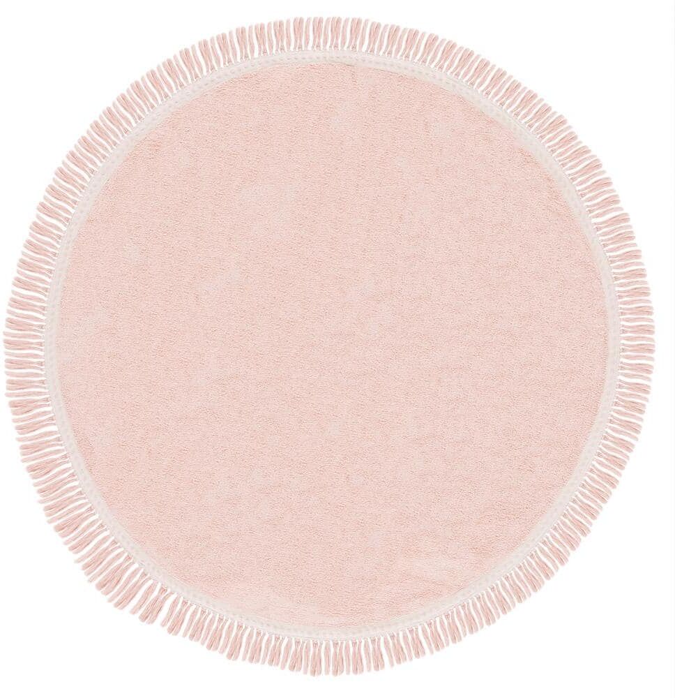 SAFAVIEH Easy Care Pink/Ivory 6 ft. x 6 ft. Machine Washable Solid Color Round Area Rug