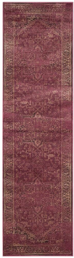 SAFAVIEH Vintage Raspberry 2 ft. x 8 ft. Border Runner Rug