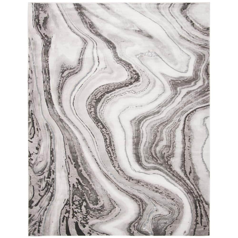 SAFAVIEH Craft Gray/Silver 12 ft. x 15 ft. Marbled Abstract Area Rug