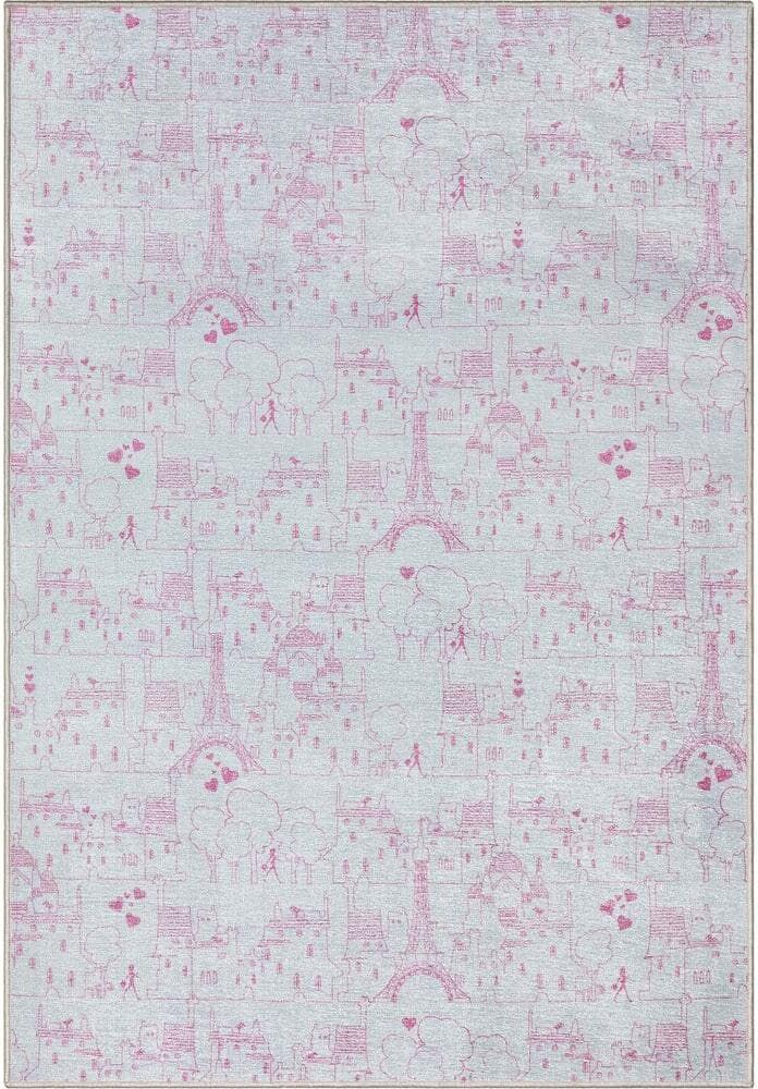 Well Woven Miraculous Ladybug Paris Streets Ivory Pink 5 ft. x 7 ft. Area Rug