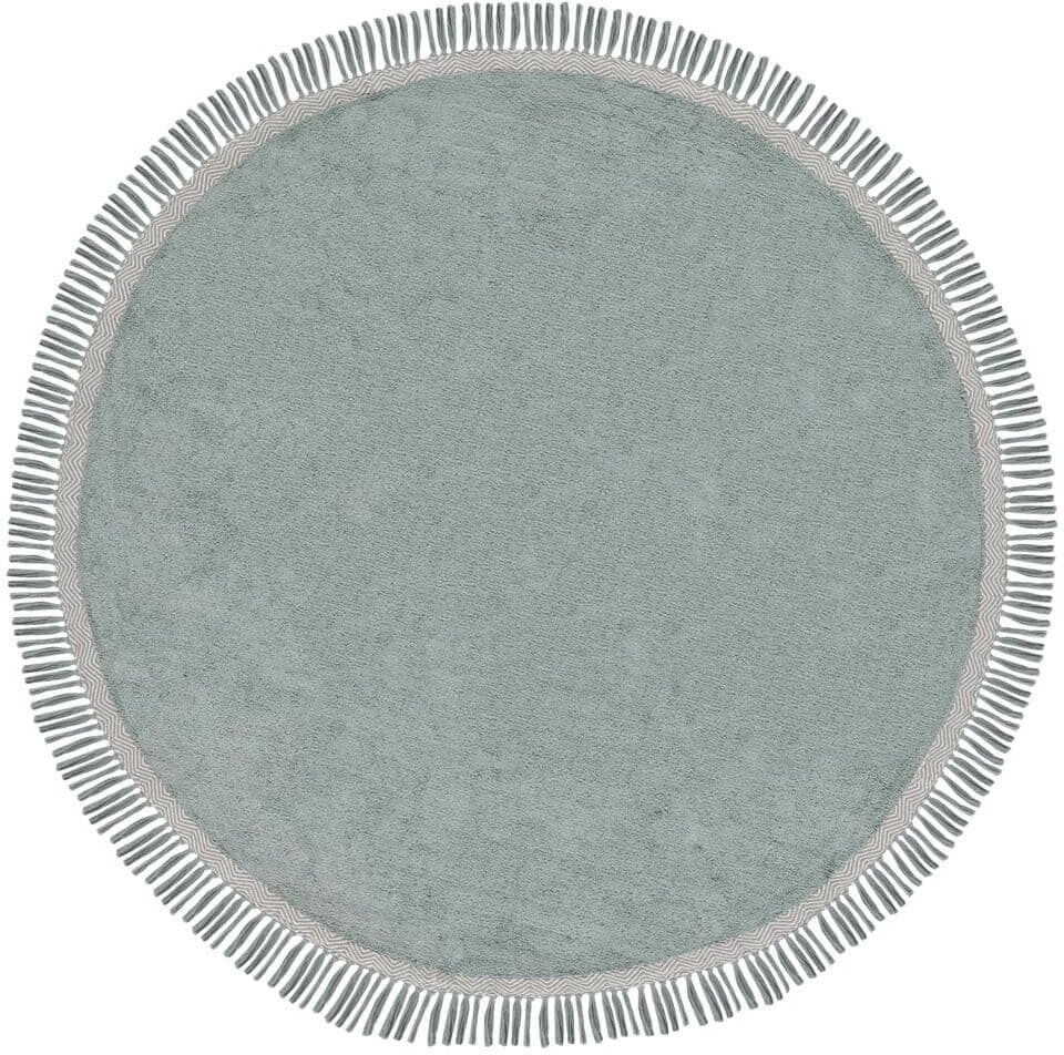 SAFAVIEH Easy Care Teal/Ivory 6 ft. x 6 ft. Machine Washable Border Solid Color Round Area Rug