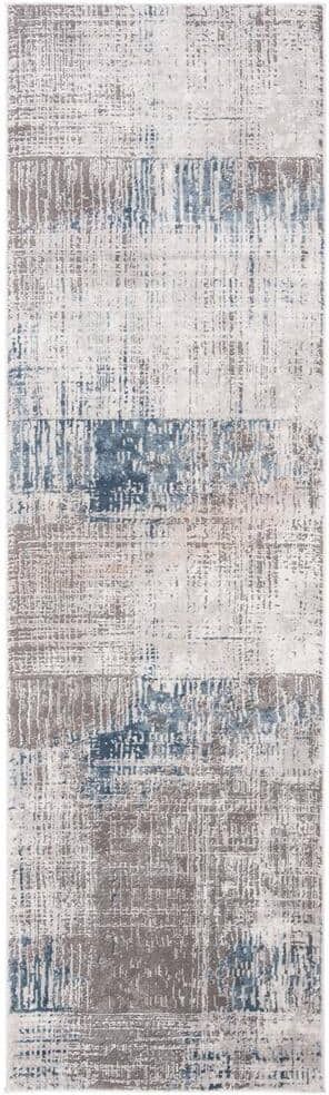 SAFAVIEH Craft Gray/Blue 2 ft. x 14 ft. Plaid Abstract Runner Rug