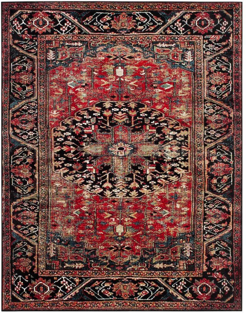 SAFAVIEH Vintage Hamadan Red/Multi 8 ft. x 10 ft. Antique Medallion Area Rug