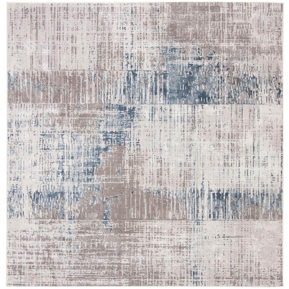 SAFAVIEH Craft Gray/Blue 7 ft. x 7 ft. Square Abstract Area Rug
