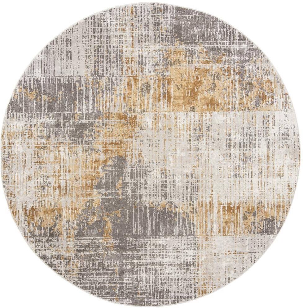 SAFAVIEH Craft Gray/Beige 5 ft. x 5 ft. Round Abstract Area Rug