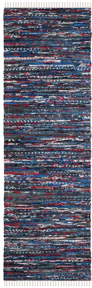 SAFAVIEH Rag Rug Blue/Multi 2 ft. x 10 ft. Speckle Striped Runner Rug