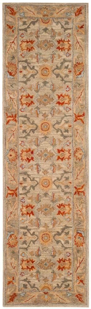 SAFAVIEH Antiquity Beige/Multi 2 ft. x 12 ft. Floral Antique Border Runner Rug