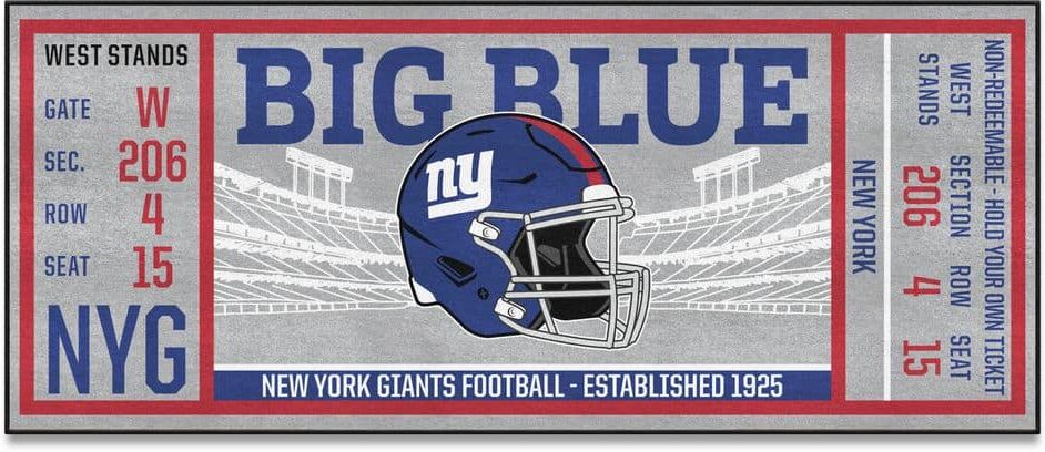 FANMATS NFL - New York Giants 30 in. x 72 in. Indoor Ticket Runner Rug