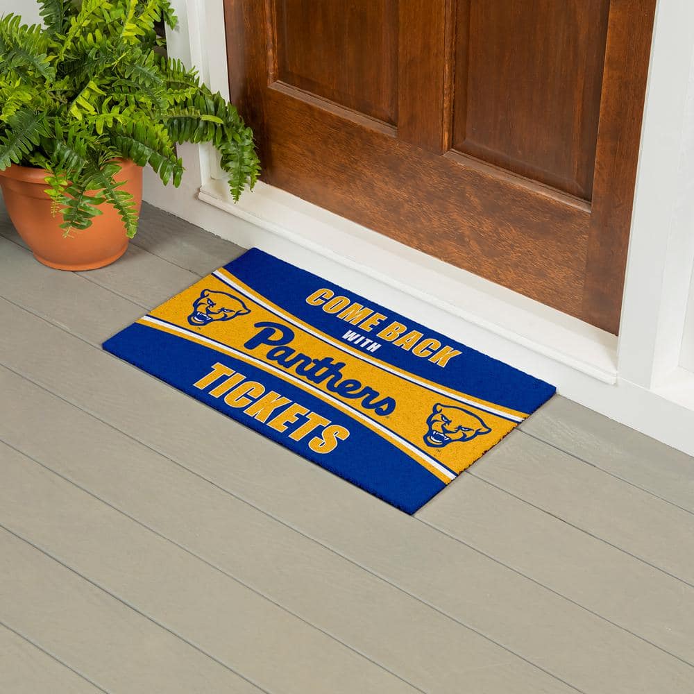 Evergreen University of Pittsburgh 28 in. x 16 in. PVC "Come Back With Tickets" Trapper Door Mat