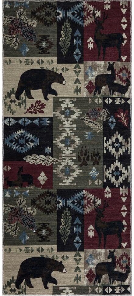 Ottomanson Non Shedding Washable Wrinkle-free Flatweave Southwestern 3x6 Living Room Runner Rug, 2 ft. 7 in. x 6 ft., Multicolor