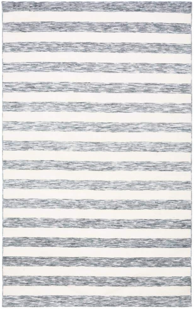 SAFAVIEH Easy Care Grey/Ivory 4 ft. x 6 ft. Machine Washable Striped Abstract Area Rug