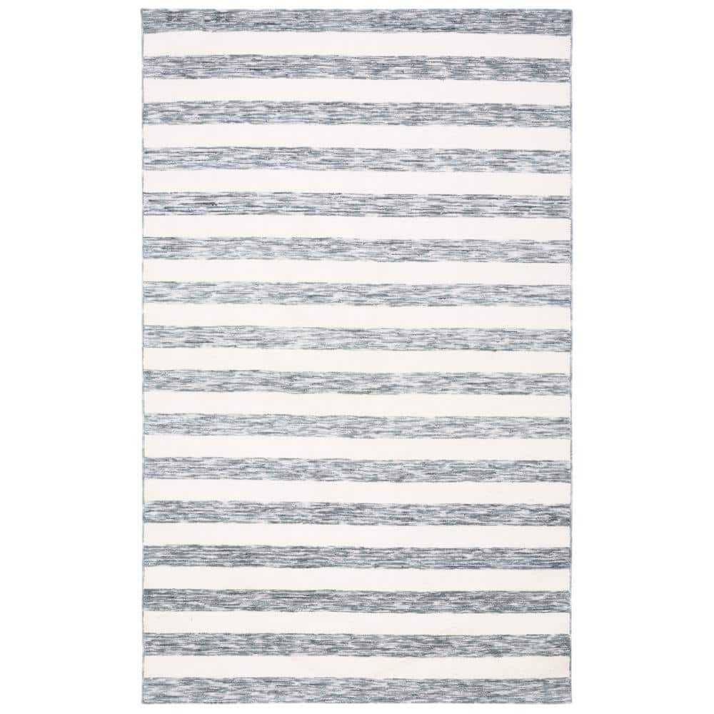 SAFAVIEH Easy Care Grey/Ivory 5 ft. x 8 ft. Machine Washable Striped Abstract Area Rug