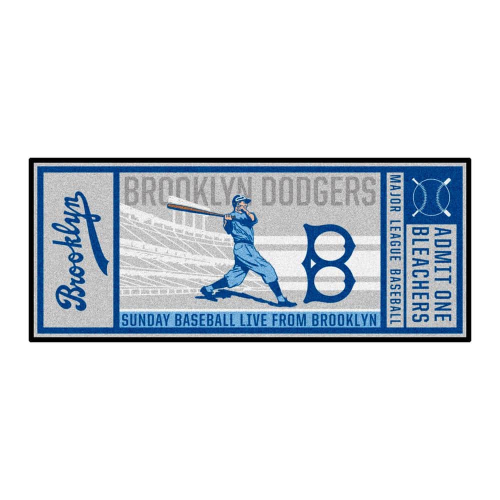 FANMATS Brooklyn Dodgers Gray 2 ft. 6 in. x 6 ft. Ticket Runner Area Rug