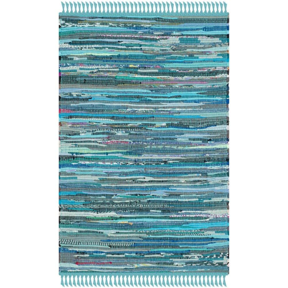 SAFAVIEH Rag Rug Blue/Multi 2 ft. x 3 ft. Gradient Striped Area Rug