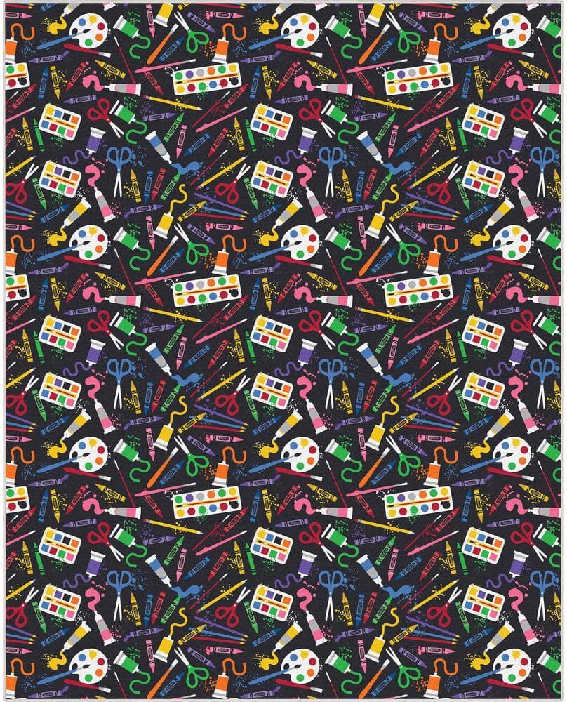 Well Woven Crayola Art Supplies Black 7 ft. 10 in. x 9 ft. 10 in. Area Rug