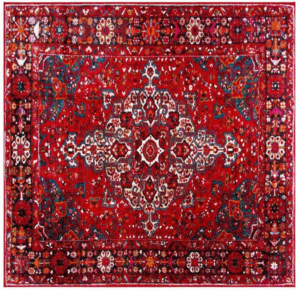 SAFAVIEH Vintage Hamadan Red/Multi 3 ft. x 3 ft. Medallion Antique Border Square Area Rug