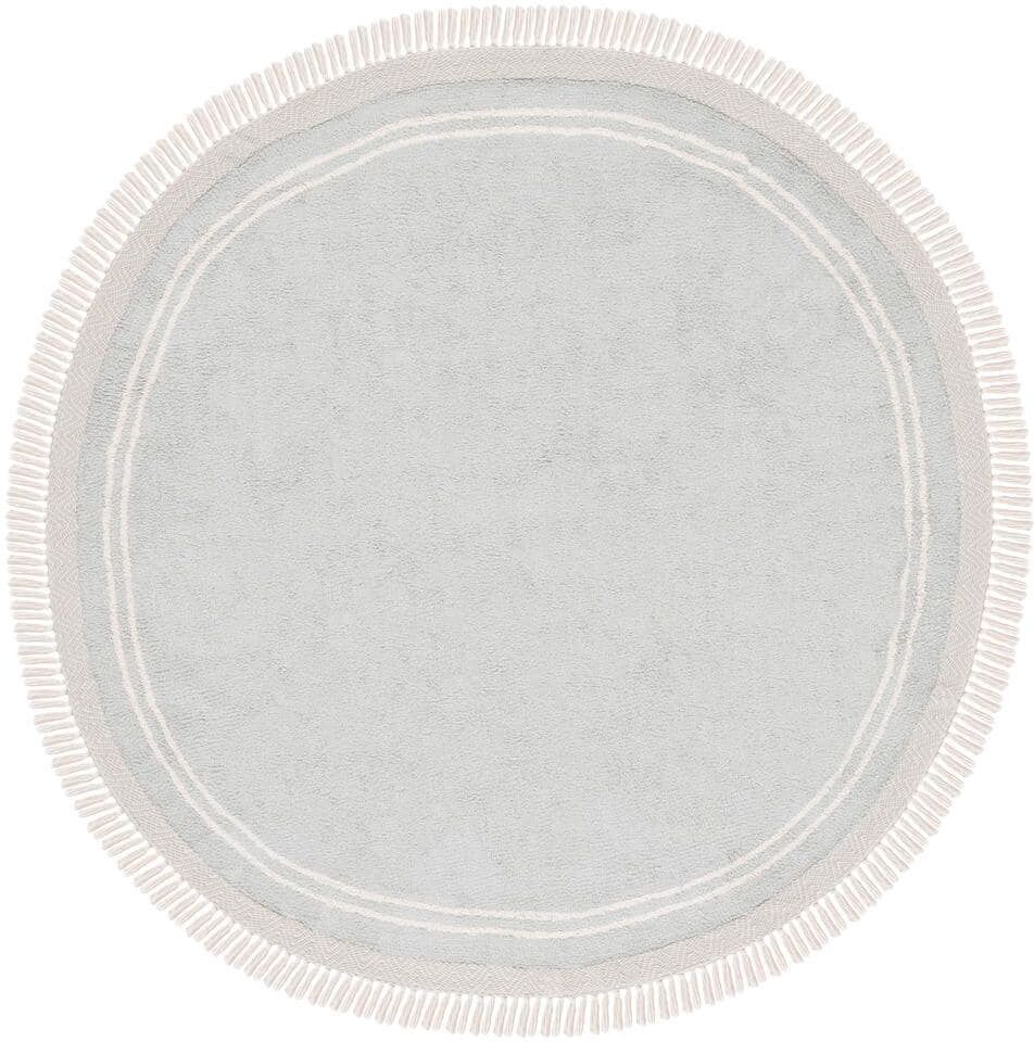 SAFAVIEH Easy Care Light Blue/Ivory 6 ft. x 6 ft. Machine Washable Border Solid Color Round Area Rug