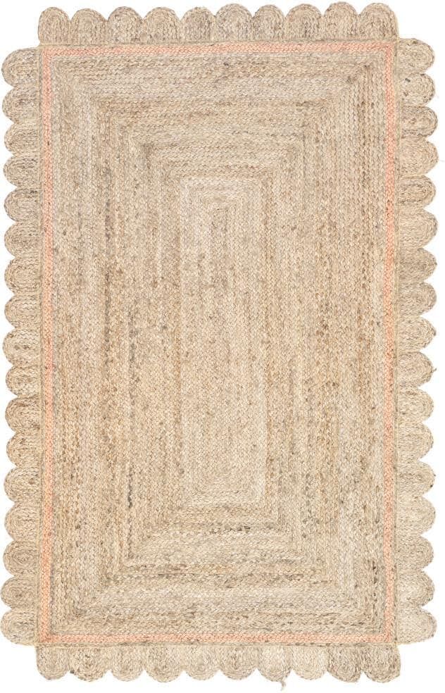 nuLOOM Baby Pink 5 ft. x 8 ft. Tera Petals Braided Jute Area Rug