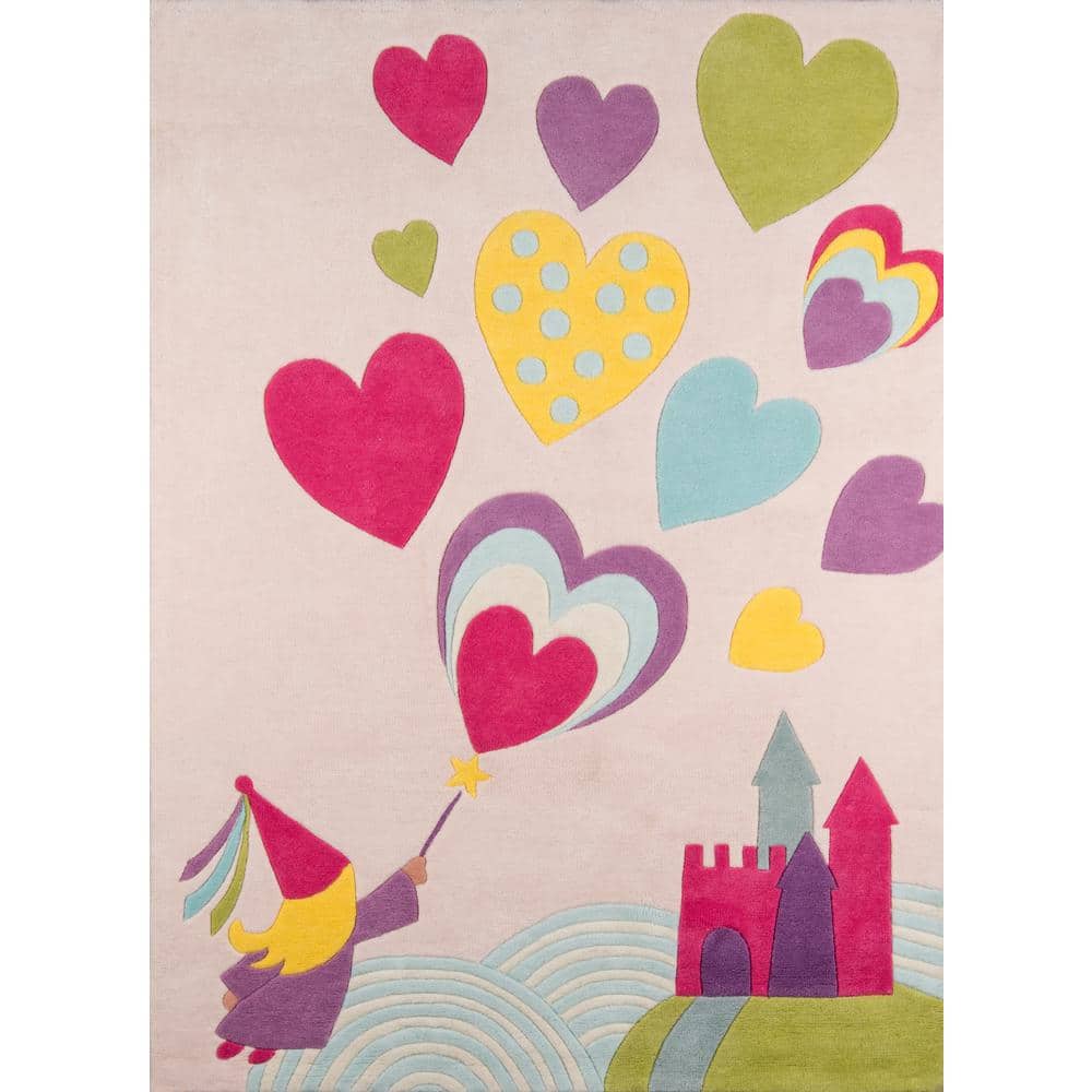 Momeni Lil Mo Whimsy Princess Castle Pink 2 ft. x 3 ft. Indoor Kids Area Rug