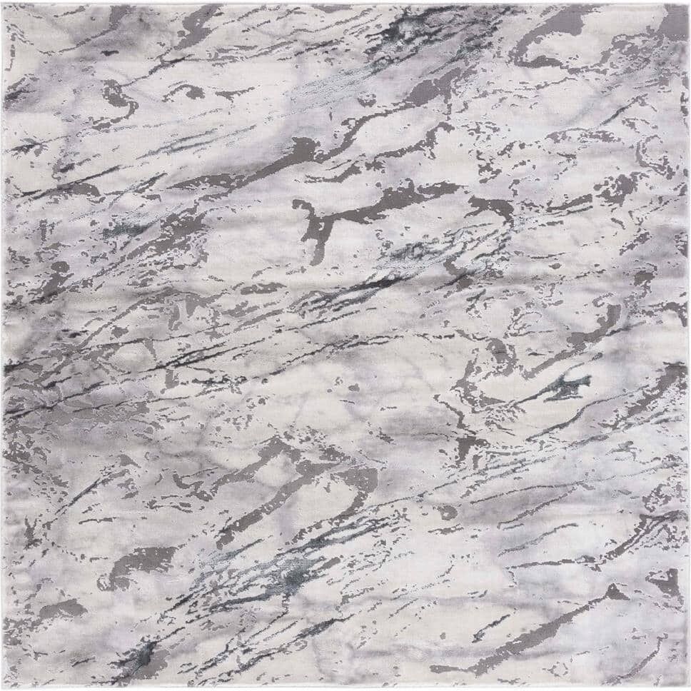 SAFAVIEH Craft Light Gray/Gray 7 ft. x 7 ft. Abstract Marble Square Area Rug