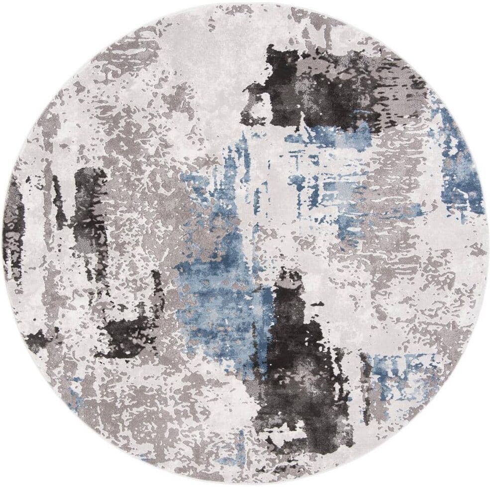 SAFAVIEH Craft Gray/Blue 4 ft. x 4 ft. Round Abstract Area Rug