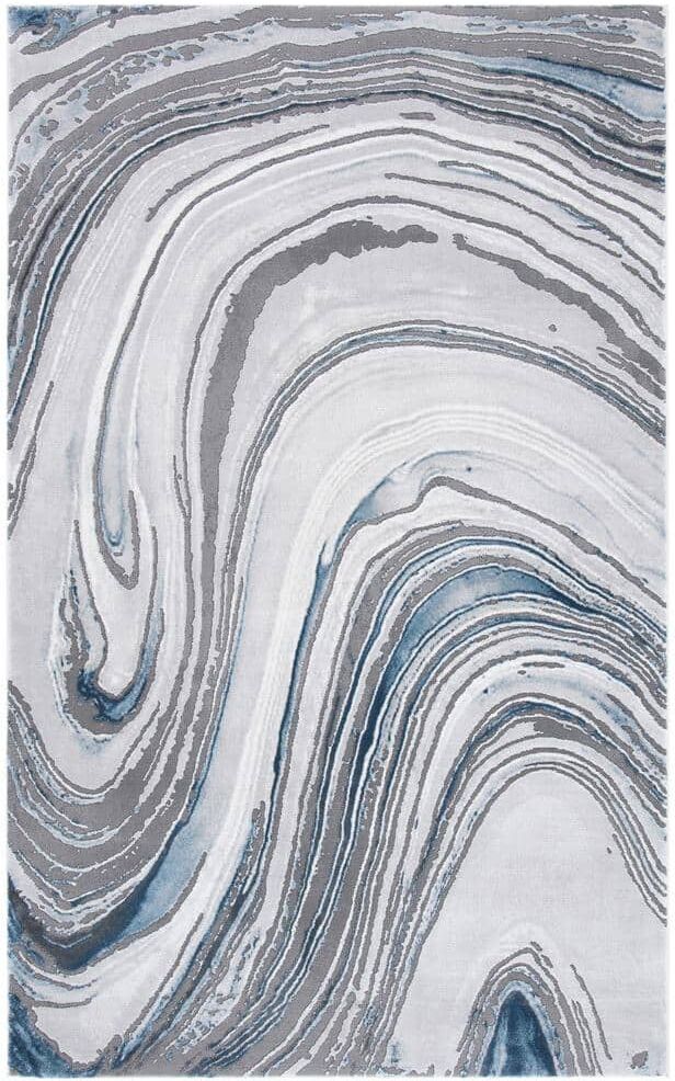 SAFAVIEH Craft Gray/Blue 7 ft. x 9 ft. Marbled Abstract Area Rug