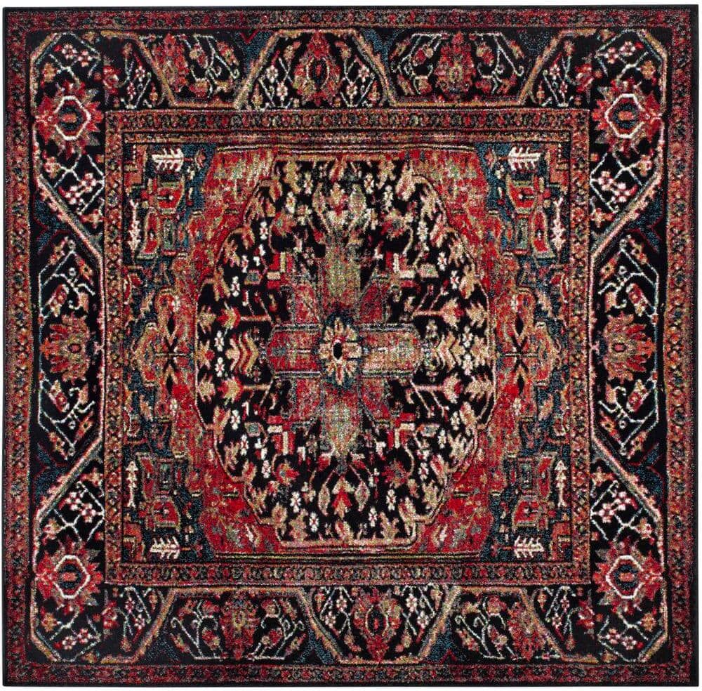 SAFAVIEH Vintage Hamadan Red/Multi 3 ft. x 3 ft. Antique Medallion Square Area Rug