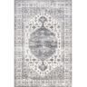 nuLOOM Medallion Bordered Machine Washable Dark Grey 5 ft. x 8 ft. Area Rug