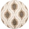 SAFAVIEH Florida Shag Cream/Smoke 7 ft. x 7 ft. Round Geometric Area Rug