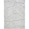 Notre Dame Design Krissy Off-White Base with Taupe Details 5 ft. 3 in. x 7 ft. 3 in. Micro Polyester Machine tufted Area Rug