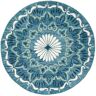 SAFAVIEH Novelty Blue/Ivory 9 ft. x 9 ft. Floral Round Area Rug