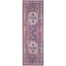 57 GRAND BY NICOLE CURTIS 57 Grand Machine Washable Red/Navy 2 ft. x 8 ft. Persian Floral Traditional Runner Area Rug