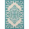 Nourison Aloha Aqua 3 ft. x 4 ft. Medallion Modern Indoor/Outdoor Patio Kitchen Area Rug