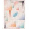 SAFAVIEH Paint Brush Pink/Blue 8 ft. x 10 ft. Machine Washable Border Geometric Area Rug