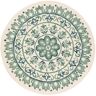 SAFAVIEH Novelty Ivory/Teal 6 ft. x 6 ft. Round Border Area Rug