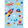 nuLOOM Eddie Machine Washable Light Blue Multi 7 ft. x 9 ft. Outer Space Print Area Rug