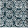 SAFAVIEH Isabella Navy/Ivory 7 ft. x 7 ft. Floral Circle Medallions Square Area Rug