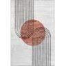 nuLOOM Martine Abstract Sun Machine Washable Dusty White 6 ft. Round Modern Area Rug