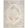 Nourison Astra Machine Washable Ivory Blue 7 ft. x 9 ft. Center medallion Traditional Area Rug