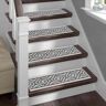 THE SOFIA RUGS White and Grey 9 in. x 28 in. Anti-Slip Stair Tread Cover Polypropylene w/Latex Backing (Set of 5) Carpet Stair Treads