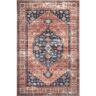 nuLOOM Medallion Bordered Machine Washable Rust 4 ft. x 6 ft. Area Rug