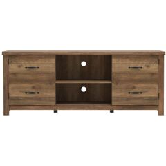 Hillsdale Furniture Rayborn 60 in. Knotty Oak Gaming Ready TV Stand with One Drawer Fits up to 55 in. TV with 2 Doors, Gaming Hooks, USB